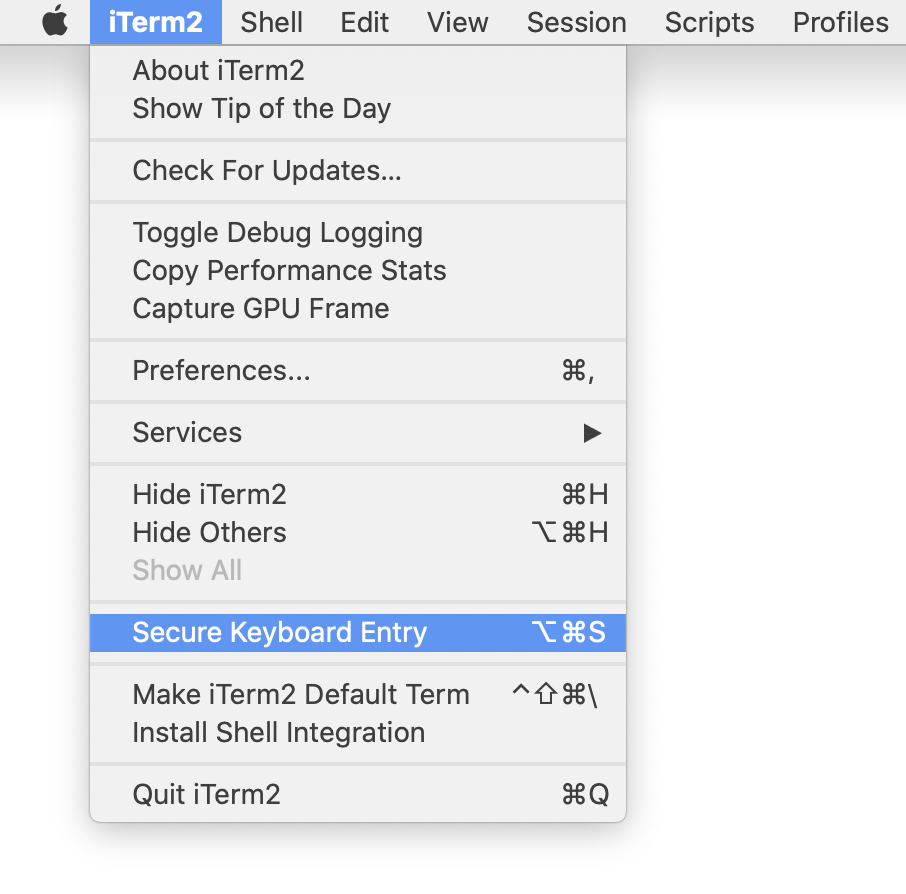 iterm keyboard shortcuts