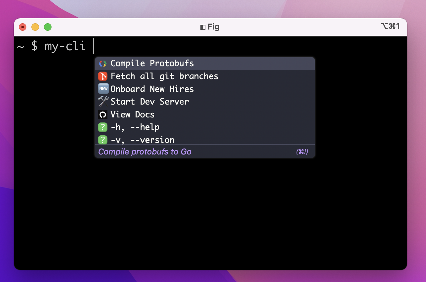 Fig autocomplete for my-cli