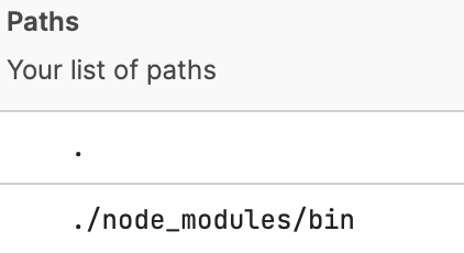 Two path dotfile blocks, one containing '.' and one containing './node_modules/bin'